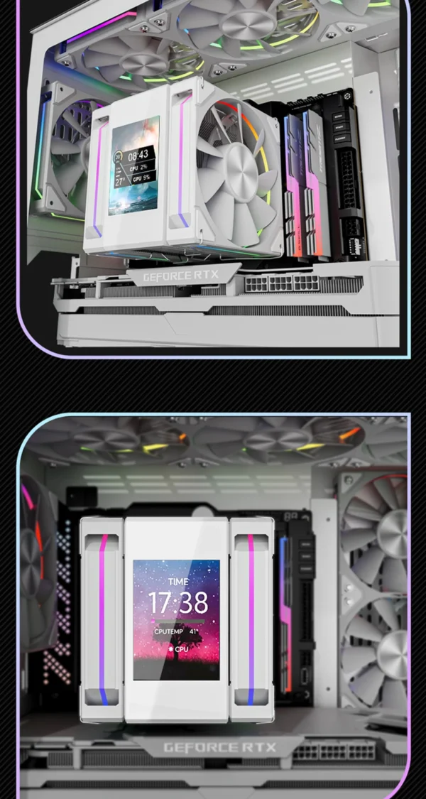 Power Train X-GAMERX MK8 CPU Cooler LCD Screen Dual Fan Tower 6 Heat pipes Air-cooled radiator For LGA1700 115X 1200 AM4 AM5