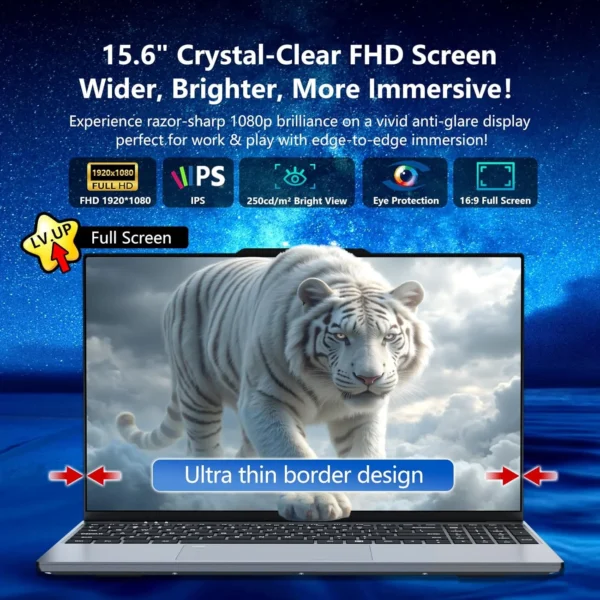 New Office Laptop Intel Core i9 9900 15.6 inch 4K HD Screen Windows 11 16GB RAM 1TB SSD Portable Slim Laptops PC Gamer Computer