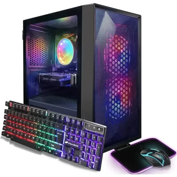 Popular.Prebuilt Gaming PC Desktop, AMD Radeon RX 550 4G GDDR5, Core I5 3.3Ghz up to 3.7Ghz, 16G Ram, WiFi, BT 5.0, RGB Mo