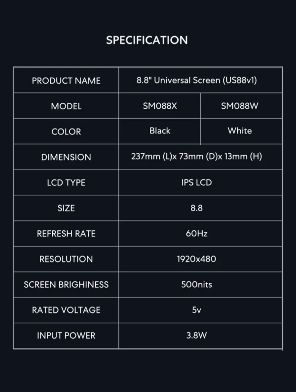 Lian-Li 8.8 Inch Universal Screen 1920x480 resolution IPS LCD Display for PC Case