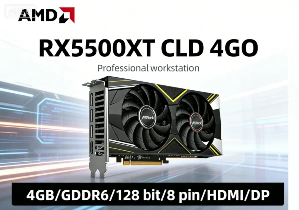 ASROCK AMD Radeon RX 5500 XT CLD 4GO GPU 4GB GDDR6 128-bit graphics card support PCI-E 4.0 HDMI 2.0b DP 1.2a 8-pin Double Fan