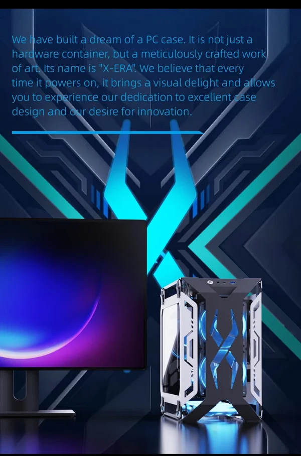 Lovingcool New Design Open Style Gaming Chassis Tempered Glass Micro ATX Mini ITX Computer RGB Casing Desktop PC Case with Fan