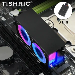 TISHRIC RGB SSD M2 Radiator With Two Fans Cooling 7000RPM 3Pin M.2 Hard Disk Heatsink For Desktop PC NVMe NGFF M.2 2280 SSD