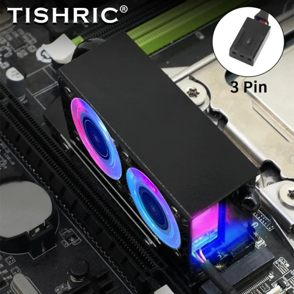 TISHRIC RGB SSD M2 Radiator With Two Fans Cooling 7000RPM 3Pin M.2 Hard Disk Heatsink For Desktop PC NVMe NGFF M.2 2280 SSD