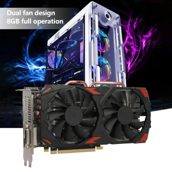 New RX580 Graphics Card Dual Cooling Fan 8GB GDDR5 256Bit Efficient Heat Dissipation Low Noise Memory Video Gaming Card
